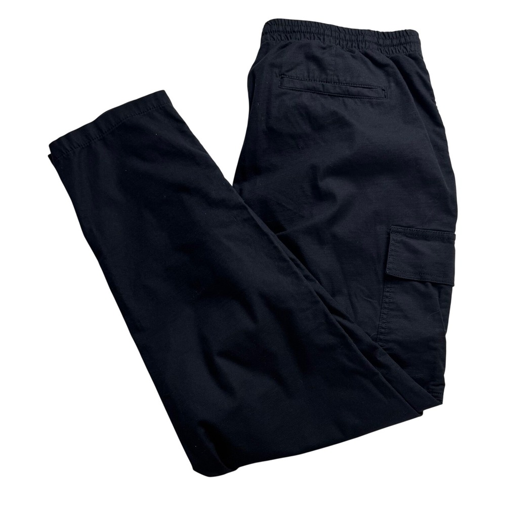 Lands End Womens Black Cargo‎ Pants Elastic Drawstring Waist Size 16 Stretch
